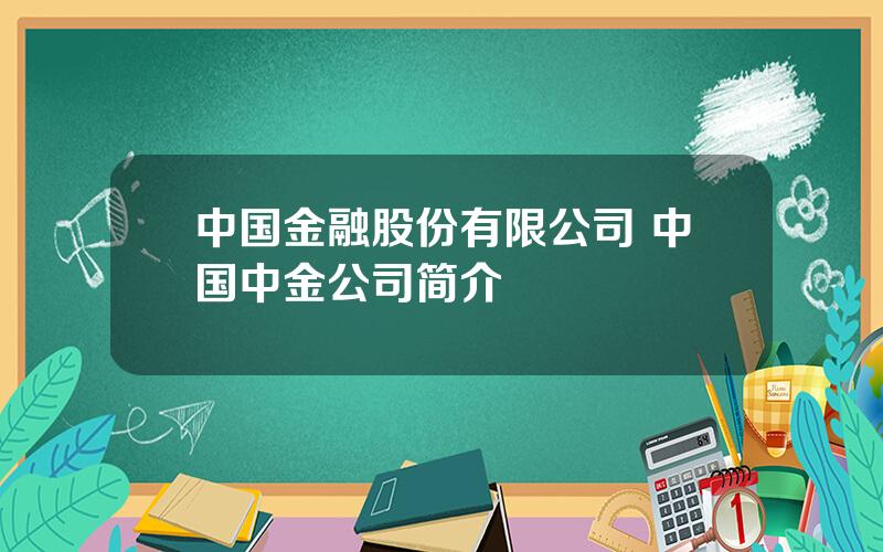 中国金融股份有限公司 中国中金公司简介